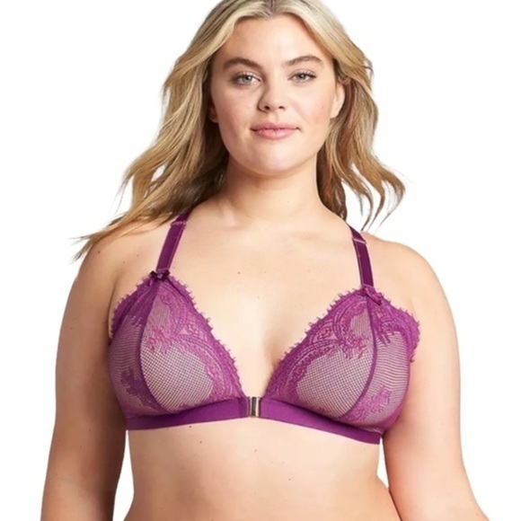 Lane Bryant Lace Triangle Front-Close Unlined No-Wire Bra - Picture 1 of 7